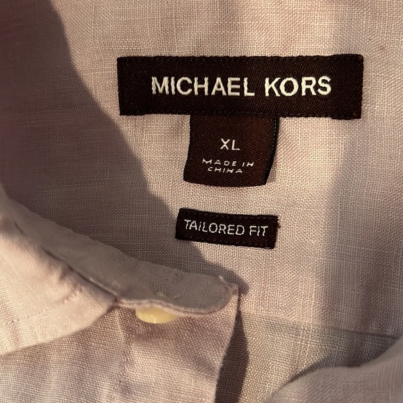 Michael Kors Lilac 100% Linen button down EUC size XL Mens - Picture 10 of 12